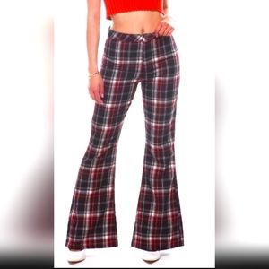 NWT Almost Famous Plaid 90s Flare Pants